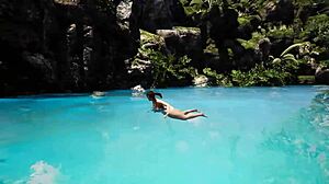 Lara Croft services the awakened statue's penis in hardcore hentai