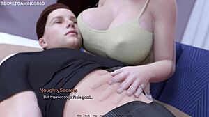 Breastfeeding Stepmom Milf Gives Handjob While He Sucks Her Massive Boobs