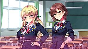 In real hentai situation part 8, blonde with big tits and ass performs blowjob on monster cock, leading to orgasm and facial