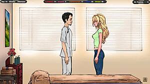 The landlord looks up jennys skirt as she dusts the refrigerator with anal blowjob bukkake creampie double penetration