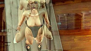 ballerina alyx teases with thighjob, pov doggystyle near wall creampie