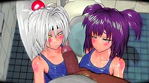 Două persoane fac muie în hentai anime