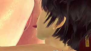 Tatsumaki in pantyhose stands for big dildo masturbation and tight pussy fingering with squirting licks