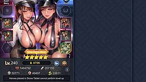 Hata and hibiki intensely pose with huge big tits in kinky outfits. Showing off sexy bodies.