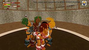 Femdom goblin gangbang monster gangbang in 3d bdsm game