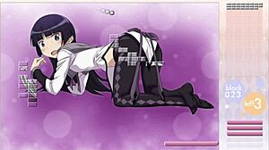 in this anime game, kuroneko engages in arkanoid gameplay with strip mechanics
