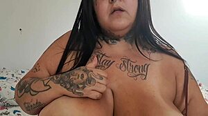 Bbw smoking while flashing her giant tits