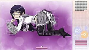 in this anime game, kuroneko engages in arkanoid gameplay with strip mechanics