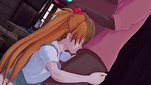 Asuka sucking a big black cock casually