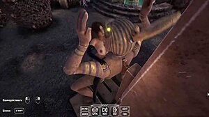 Ancient giant statue awakens pounds lara croft's pussy rhythmically in 3d hentai game animation gangbang creampie