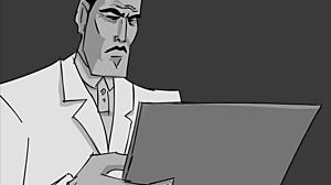 robo 3000 flashes tits outdoors gives public blowjob in anime animation