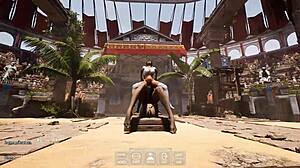 Lara's Holes Stretched Wide By Awakened Statue's Huge Cock Fertilizing Creampie