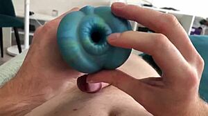 Anime girl's tight asshole stretches around massive cock as toy fucks her deep