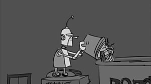 robo 3000 flashes tits outdoors gives public blowjob in anime animation