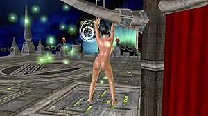 beautiful girl bottle masturbates tied up in temple 3d cartoon