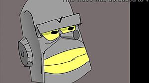 robo 3000 flashes tits outdoors gives public blowjob in anime animation