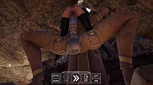 Ancient giant statue awakens pounds lara croft's pussy rhythmically in 3d hentai game animation gangbang creampie