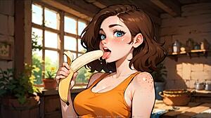 Farmer catches step sis slurping banana blowjob on ranch