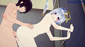 Amane Kanata and Hakui Koyori's Boobs Bounce in Intense Creampie Sex