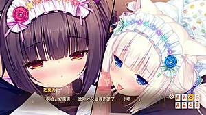 yo, nekopara vol 1's maid girls give epic group blowjobs in this anime game scene