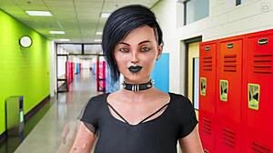 wet college milf teacher bathes in cum after big cock blowjob and pussy fuck in office gameplay.