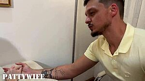 Hey boss, watch me spread my hairy pussy for your monster BBC right in front of my husband