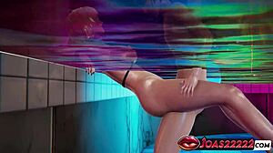 damn, milana's bikini pool party turns into big tits cowgirl, doggystyle pov and creampie madness!