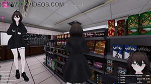 Exhibitionist girl squirts hard in store - hold back?