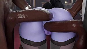 widowmaker takes interracial gangbang double penetration in all holes by huge black cocks