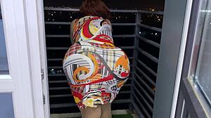 Stepmom's fat ass takes stepson dick pounding right at home entrance