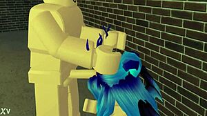 Roblox slut orgasms hard fucking three lucky guys cum