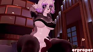 VRChat Pup Masturbates Before Bunny Master Takes Thick Cock Deep