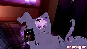 VRChat Pup Masturbates Before Bunny Master Takes Thick Cock Deep