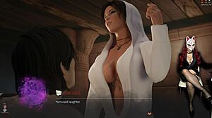 lara ready for that steamy femdom massage on her big tits and legs in stockings