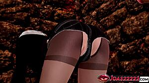 Tamai's pantyhose-clad big ass endures spanking, whipping, pussy licking, moans, anal vibes, and squirting climax