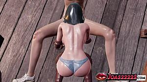 whoa byleth's massive tits handjob deepthroat sloppy blowjob cumshot in bar!