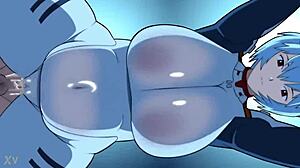 kill la kill's rei ayanami shakes big ass tits in evangelion hentai tease