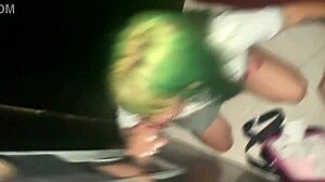 Latina Schoolgirl Slut Gloryhole Fucks Three Strangers in Cabins