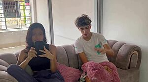 hey, i sneak a hard fuck on my little stepsis while stepdad's distracted... damn she's tight