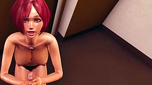 suzu's seductive 3d hentai tits squeeze monster cock in intense titfuck then sloppy blowjob gulps cum