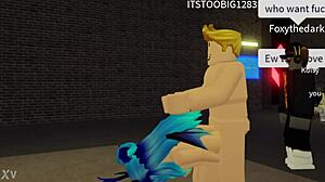 Roblox slut orgasms hard fucking three lucky guys cum