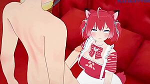 Akami Karubi moans through intense creampie pounding, her massive oppai bouncing wildly in VTuber hentai bliss