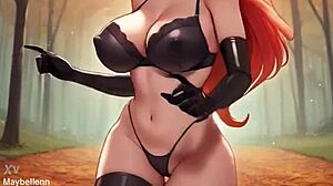 Latex Lingerie Big Boobs Hard Nipples Sexy Dance Thrills