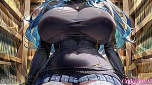 curvy bookworm studies hard in college library