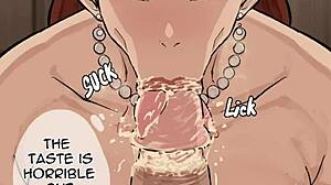 hilda boreas sucks smegma-covered dick in cyberboi's manga milf style