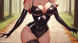 Latex Lingerie Big Boobs Hard Nipples Sexy Dance Thrills