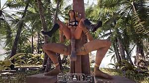 lara croft spreads legs ancient statue wakes fucks her hard anal creampie gangbang huge cock hentai game