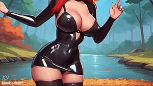 Latex Lingerie Big Boobs Hard Nipples Sexy Dance Thrills