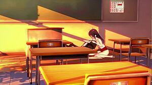 Futanari student craves teacher's deepthroat handjob release