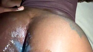 lay stomach down big black cock creams wet ebony pussy pov